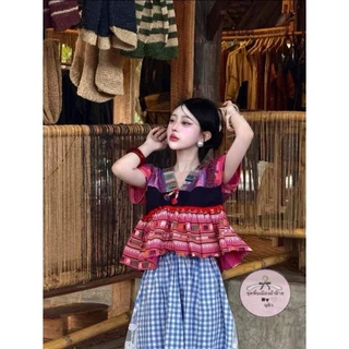 เสื้อเอวลอยผ้าฝ้ายดีไซด์งานคอวีสวมใส่สบาย เสื้อสวยใส่น่ารัก มีอกเล็ก-อกใหญ่
