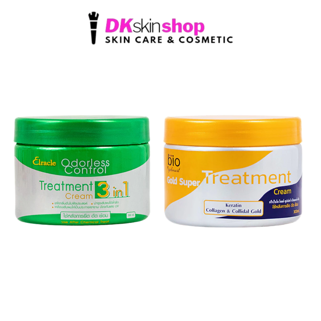 กรีนไบโอ [แบบกระปุก 300ml.] โกลด์ ซุปเปอร์ ทรีทเมนท์ ครีม/เอลราเคิล โอ๊เด็อเล็คซ คอนโทรล ทรีทเมนต์ ครีม