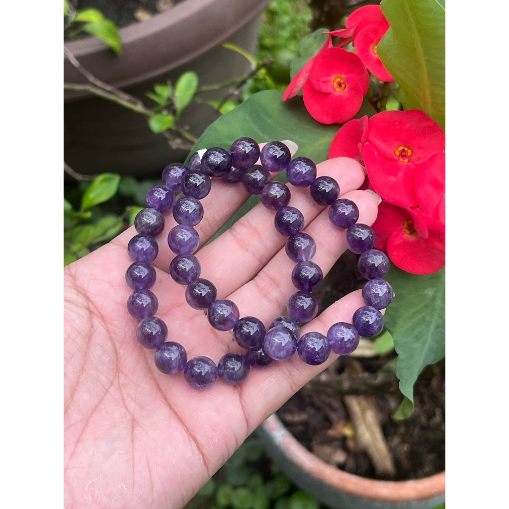 Sarisa สร้อยข้อมือ กำไลหินมงคล Amethyst หินแห่งความสงบ ความสมดุล