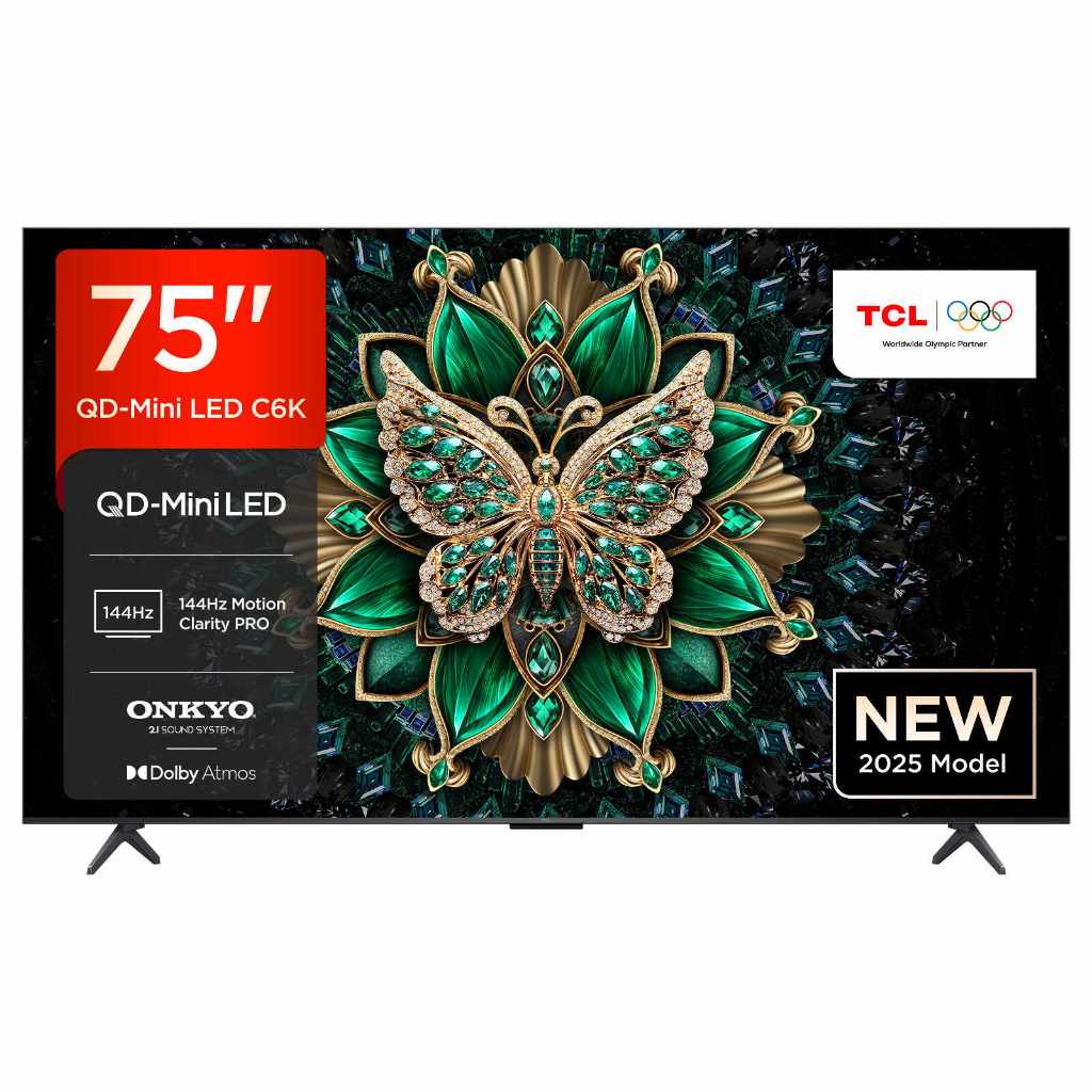 TCL 75นิ้ว 4K TV Premium QD-MiniLED TV  รุ่น 75C6K  (144Hz ) สินค้าใหม่ ประกันศูนย์ 3 ปี