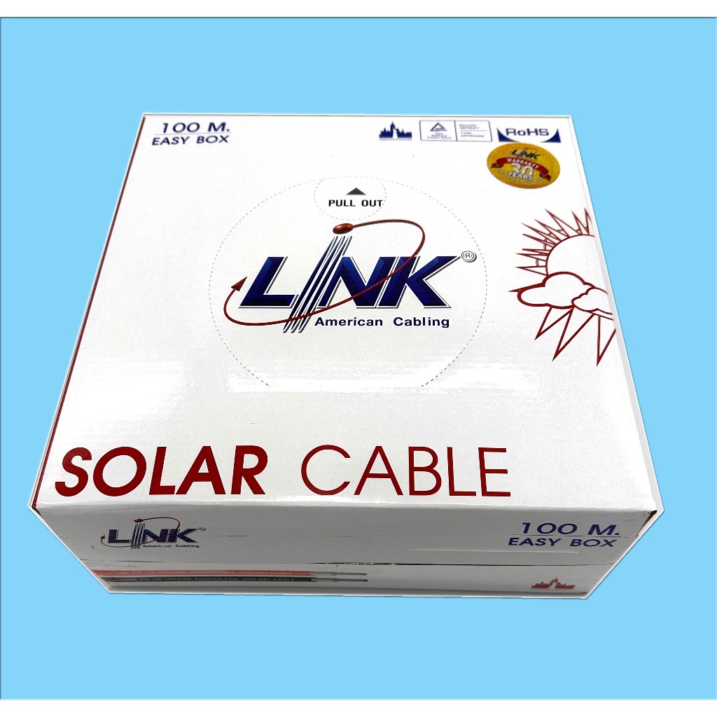 สายไฟโซล่าเซลล์ PV1-F 6 มิล ยี่ห้อ Link ยกม้วน 100 เมตร สาย pv