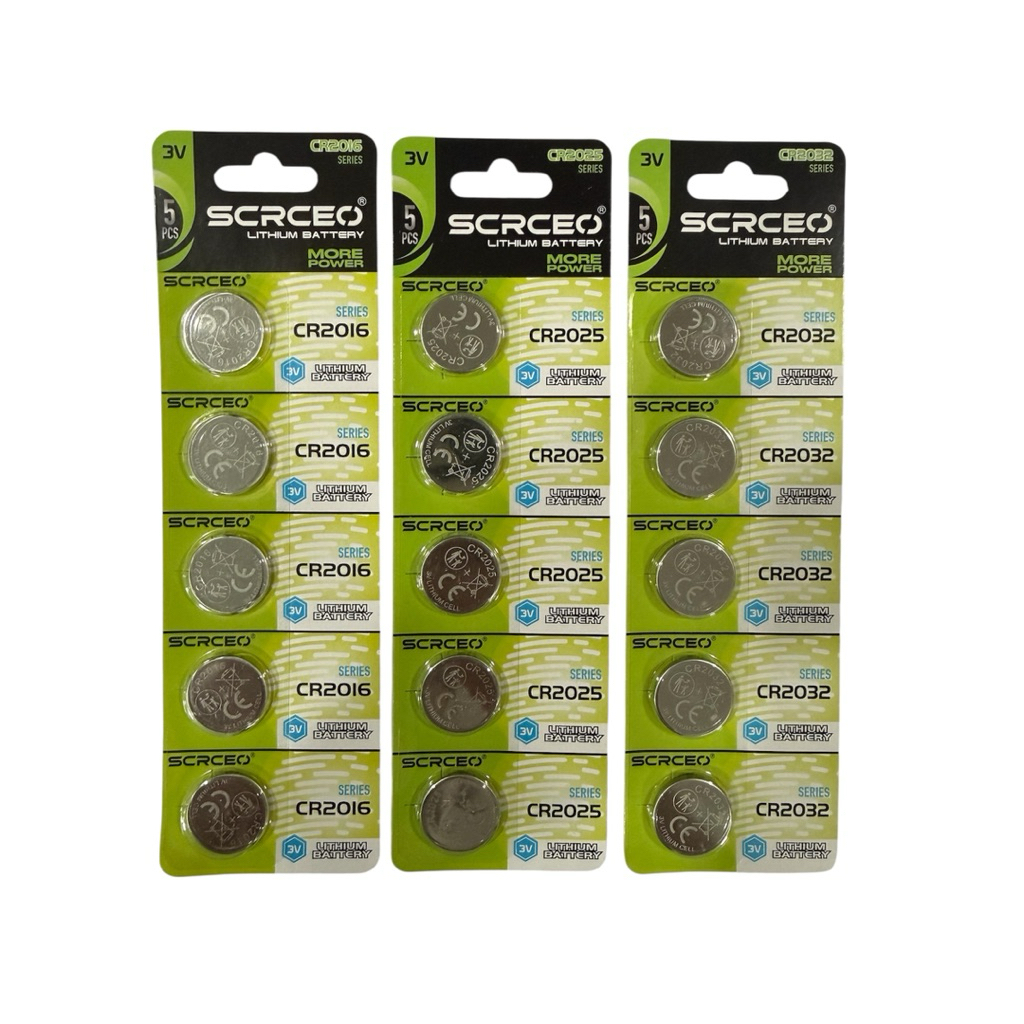 ถ่านรีโมทรถLithium CR2032/CR2025/CR2016 SCRCEO แผง5ก้อน(EXP12/2030)