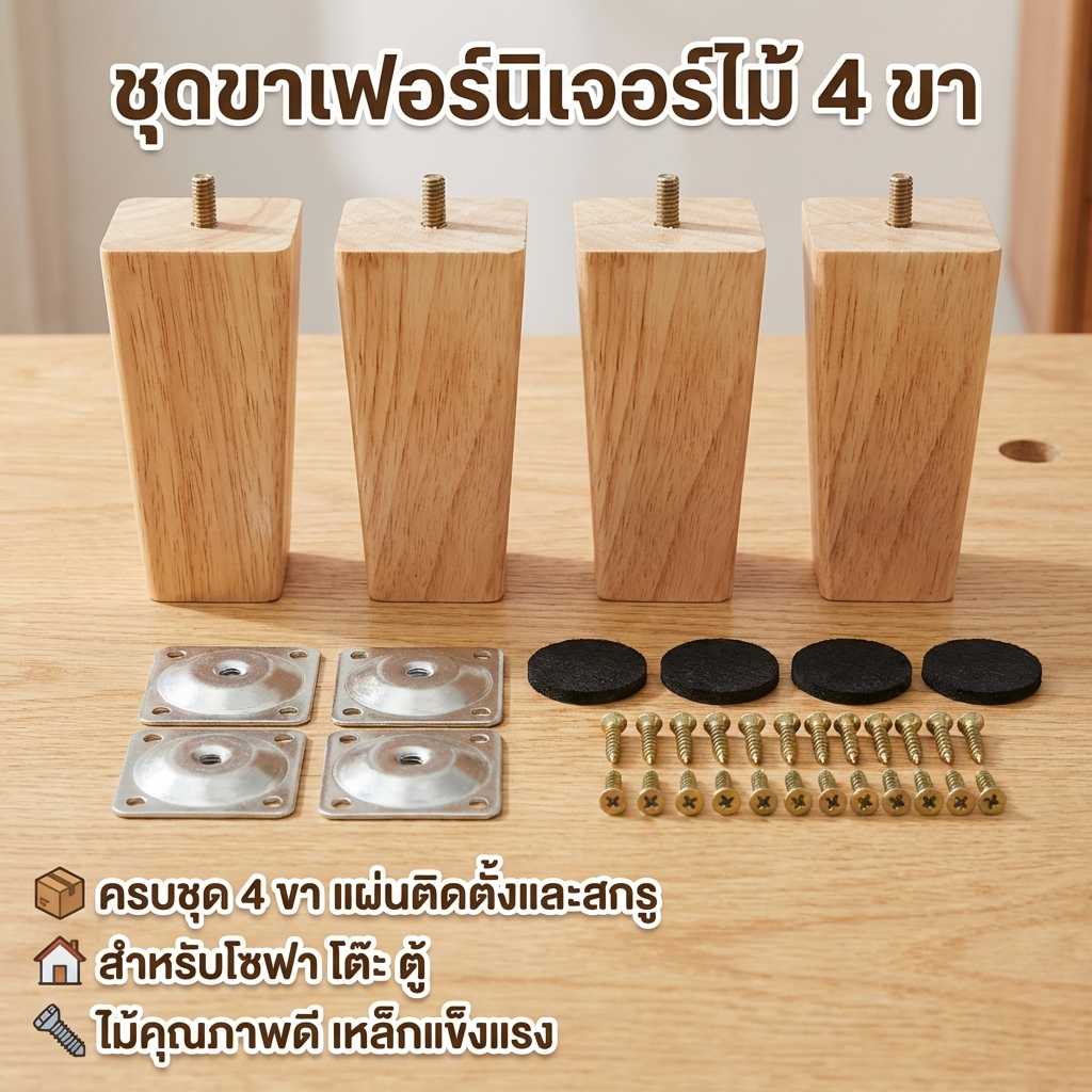 4เซ็ต6/15/20เซนติเมตรไม้เนื้อแข็งโซฟาขาตารางเฟอร์นิเจอร์ขาโฮมออฟฟิศโซฟาโต๊ะเก้าอี้ขา