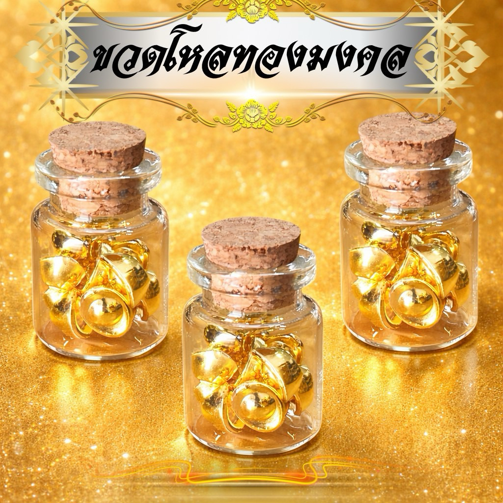 ขวดโหลทองมงคลขวดเหรียญทองมงคลเหมาะ ร้านค้า หรือพกติดตัว ของขวัญมงคล ความหมายดี รับพลังเงินทอง