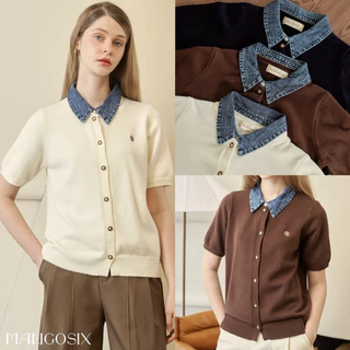 เสื้อไหมพรมคอปกยีนส์ รุ่น Jasmine Jean (A88)
