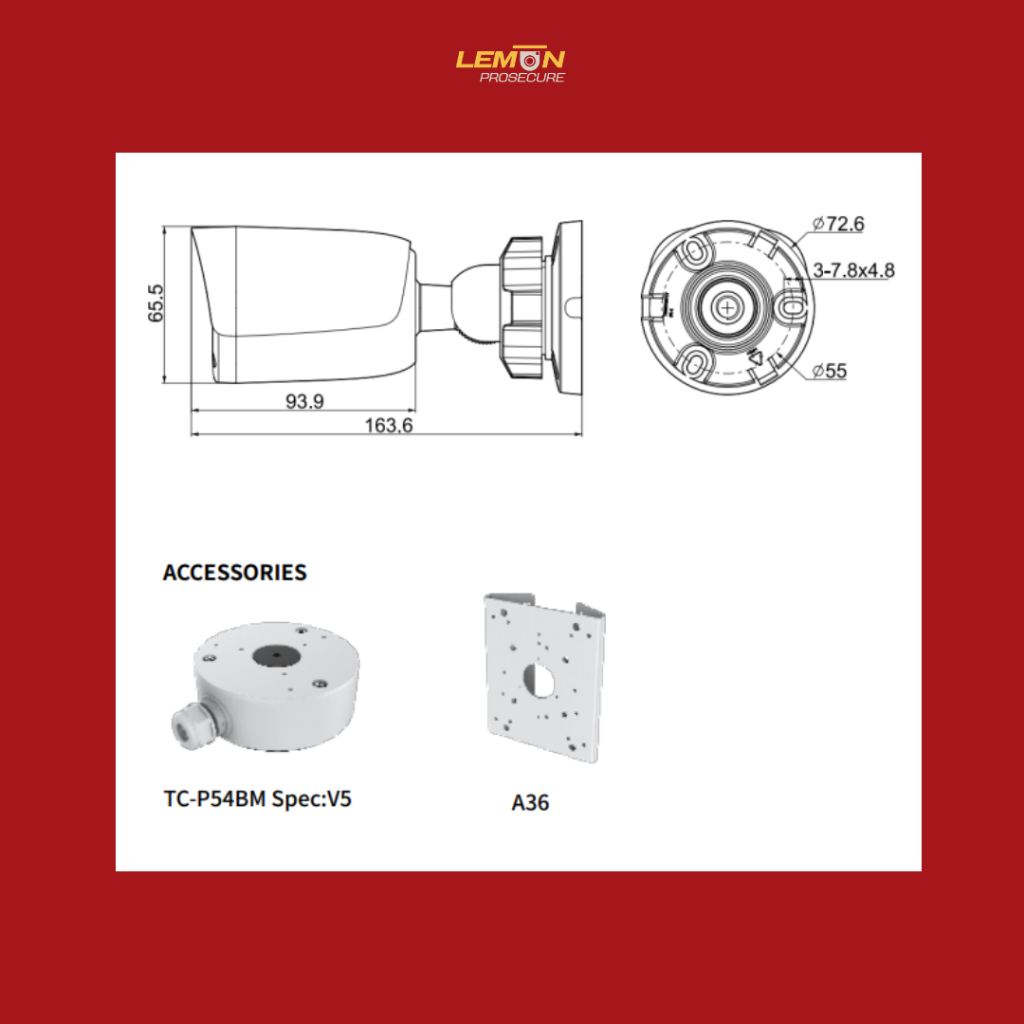 TIANDY TC-C34QN Spec:I5W/E/Y/2.8mm/V4.2 กล้องวงจรปิด รูปที่ 6