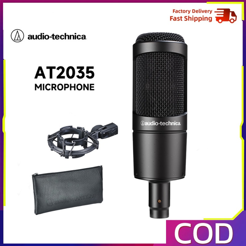 Audio- Technica AT2035 Condenser Microphoneติดด้วยโครงดูดซับแรงกระแทก