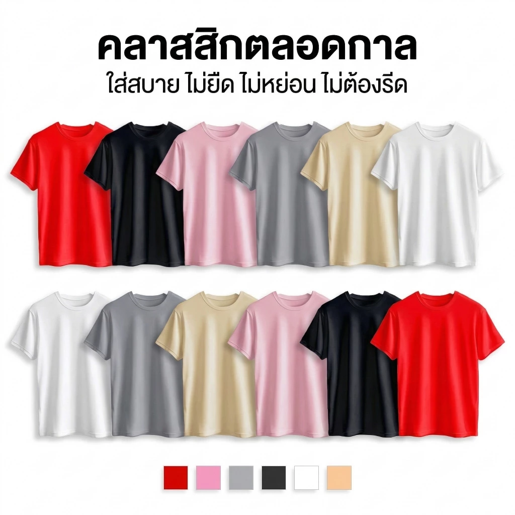 เสื้อยืดยูนิเซ็กส์ แขนสั้น คอกลม ผ้านุ่ม สีพื้น ไซส์ใหญ่ ใส่สบาย ทุกวัน