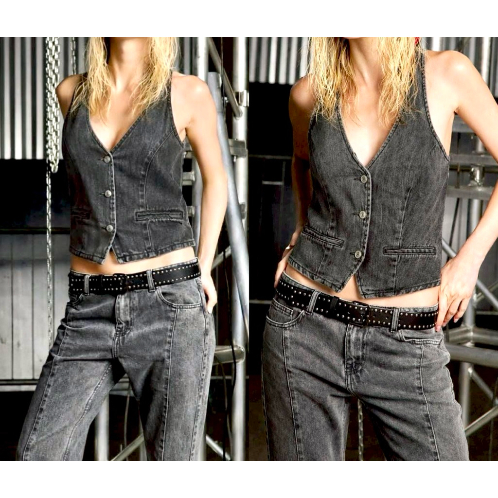 CACHE CACHE Black denim Waistcoat