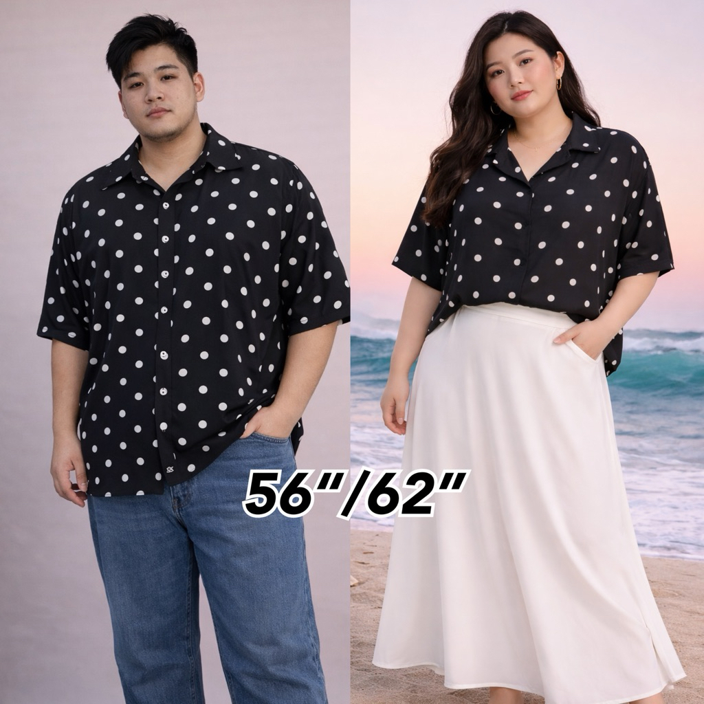 เสื้อเชิ๊ต ลายจุด ไซส์ใหญ่ คุณภาพสูง 56“/62”