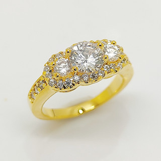 (5-2)แหวนเพชรczดีไซน์เพชรเต็มหน้า ชุบทอง