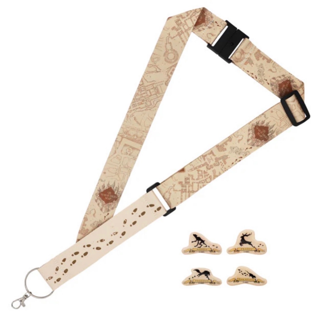 สายคล้องคอ Harry Potter ลายแผนที่ตัวกวน (Marauder's Map) พร้อมเข็มกลัด 4 ชิ้น ลิขสิทธิ์แท้ USJ