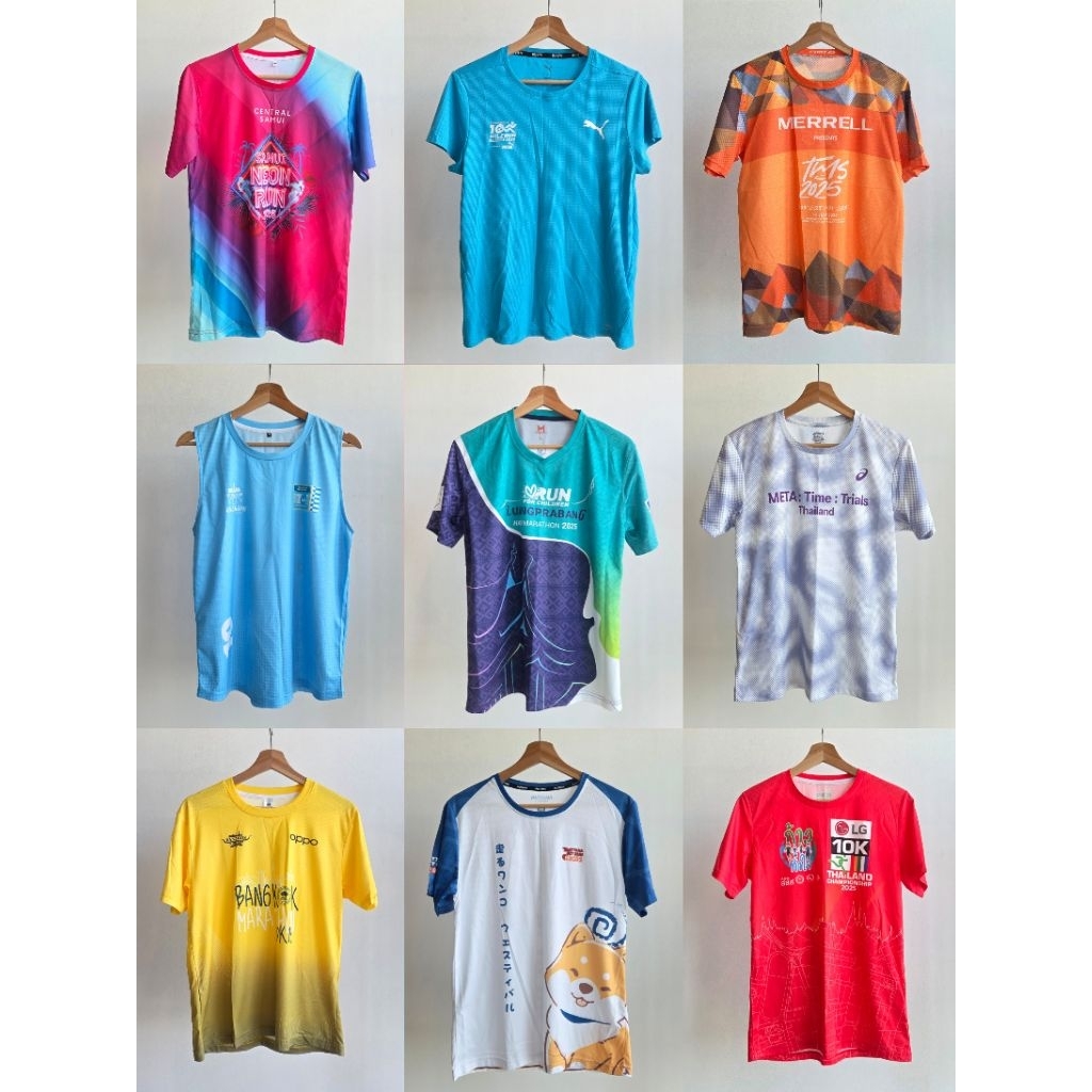 ส่งต่อเสื้อกีฬางานวิ่ง เช่น Puma, Warrix, Asics จากหลายงาน มีทั้งเคยใส่ครั้งเดียวและไม่เคยใส่