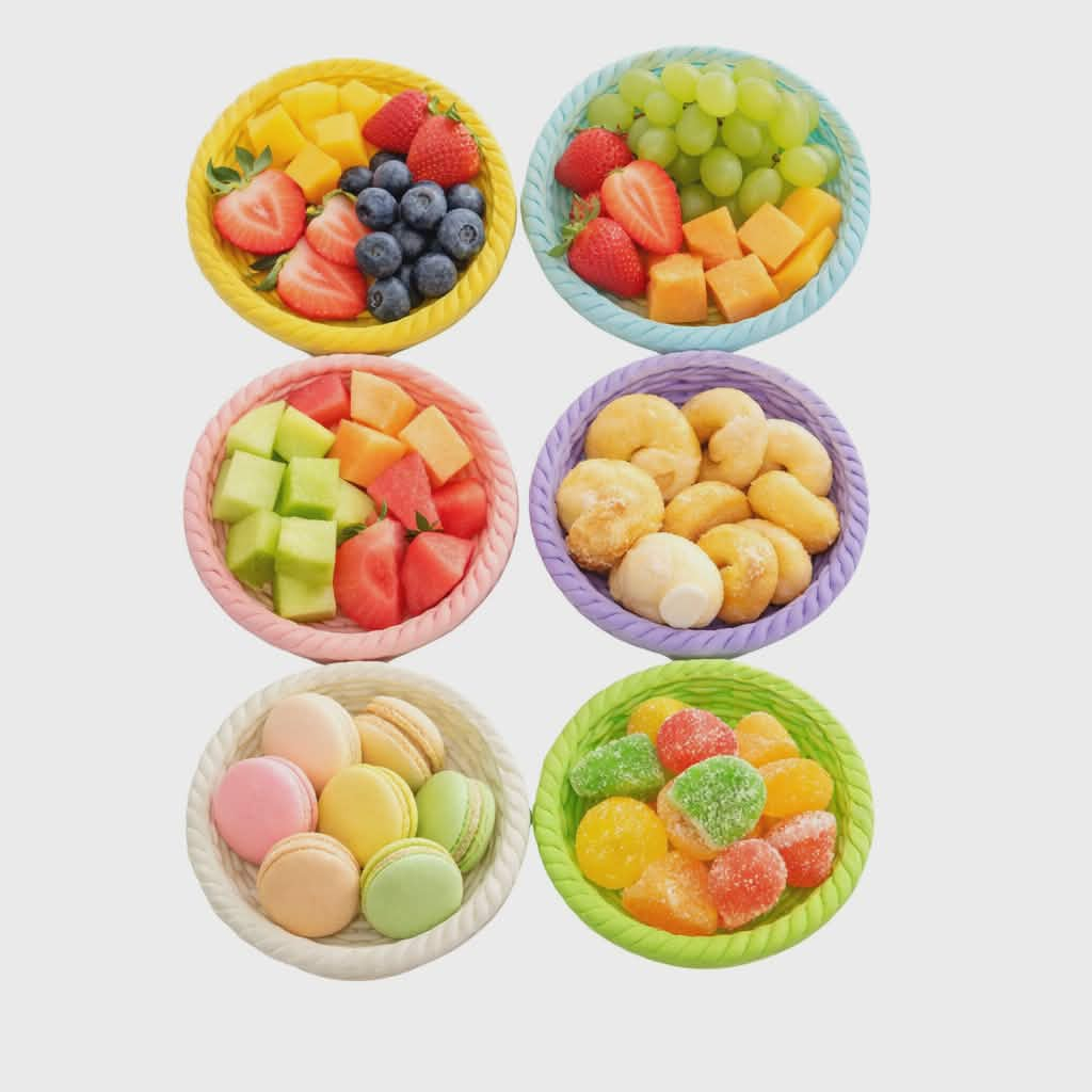j129ถาดกลมจิ๋วแพ็คละ 10 ชิ้น
