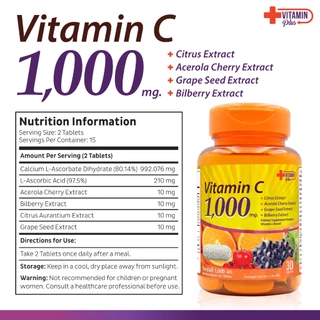 [แพ็ค 3 ขวด] วิตามินซี 1000 มก. วิตามิน+ Vitamin C 1000 mg. Vitamin+ วิตามินซี1000 พลัส อะเซโรล่าเชอร์รี่ ซิตรัส