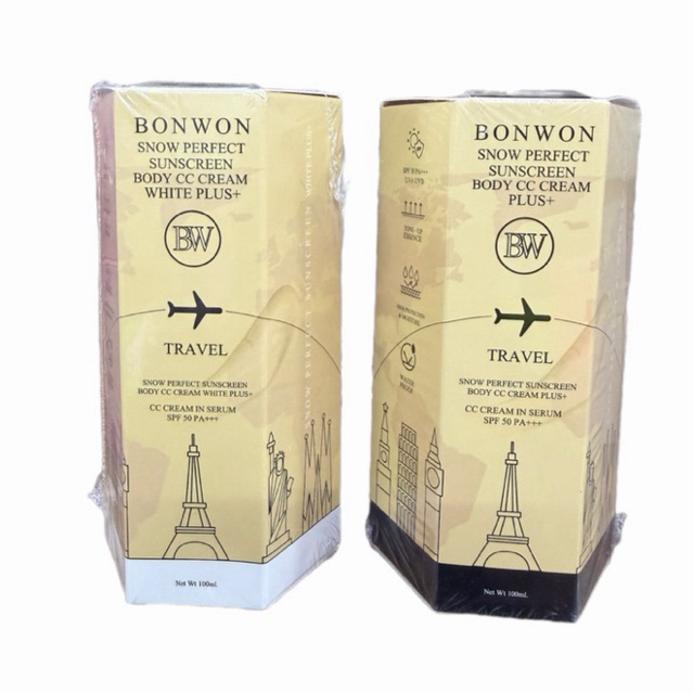 Bonwon snow perfect sunscreen body cc cream กันแดดซีซีครีมบอนวอนมี 2 เฉดสี ขนาดพกพา  100ml.