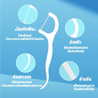 ทันตแพทย์ใช้มัน ไหมขัดฟันและเขี่ยเศษอาหารตามซอกฟัน ชนิดด้ามพลาสติก 50ชิ้น/กล่อง (อุปกรณ์ทำความสะอาดช่องปาก)
