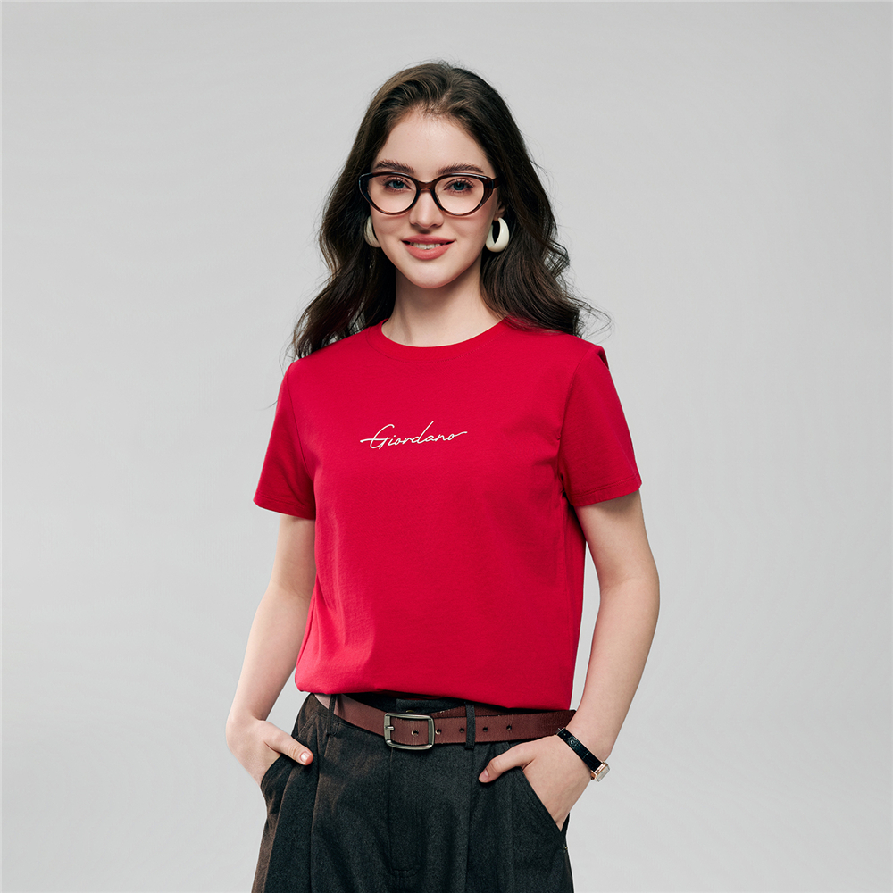 GIORDANO เสื้อยืดผู้หญิง Women's Cotton Printed Tee 05396202