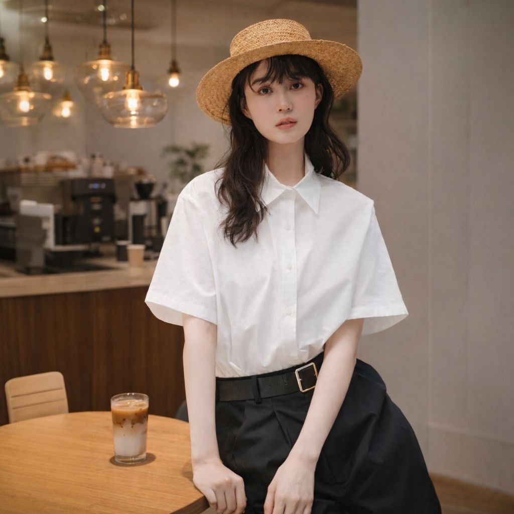 Melody shirt เสื้อเชิ้ตผู้หญิงแขนสั้น สีพื้น เนื้อผ้าคอตตอน by minimal club