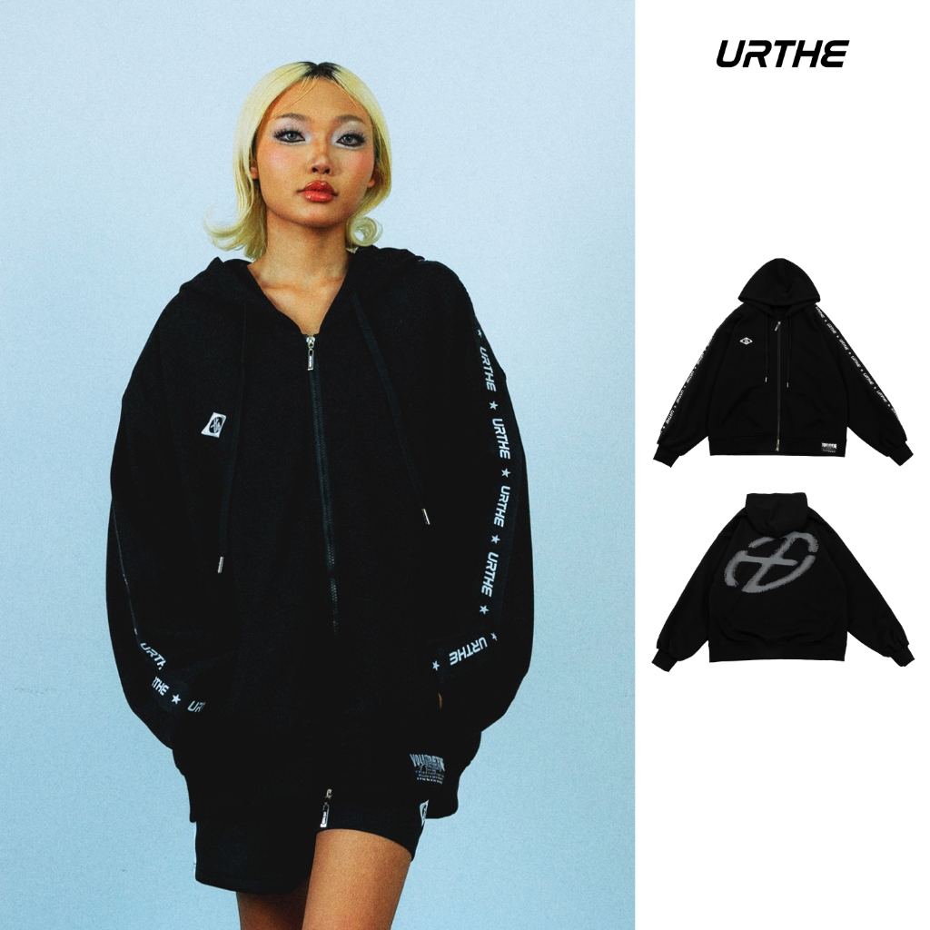 URTHE - เสื้อฮู้ดดี้ เสื้อกันหนาว Oversize รุ่น RUN A RISK HOODIE JACKET