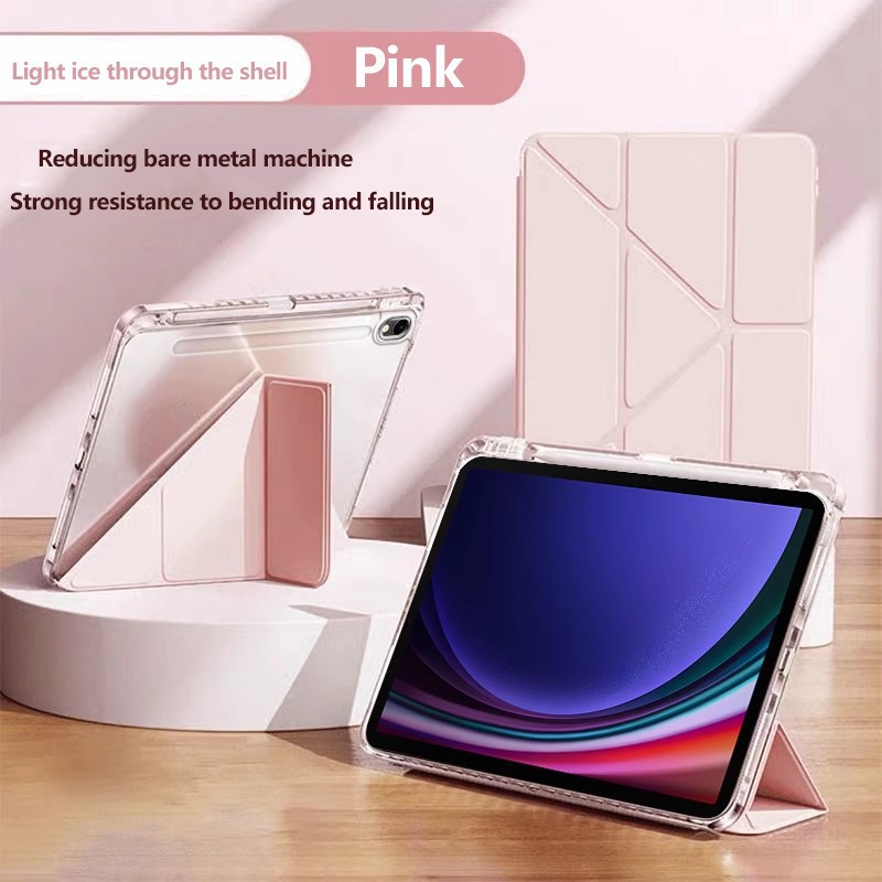 3+Yพับ เคส Samsung Galaxy Tab A9 S9 A9plus/S9 FE/S9 PLUS/S9 plus FE อะคริลิก Protective Case Samsung Tab เคสหลังใส