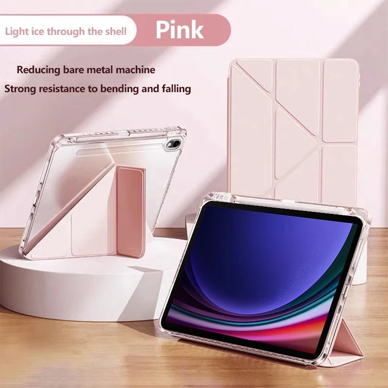3+Yพับ เคส Samsung Galaxy Tab A9 S9 A9plus/S9 FE/S9 PLUS/S9 plus FE อะคริลิก Protective Case Samsung Tab เคสหลังใส