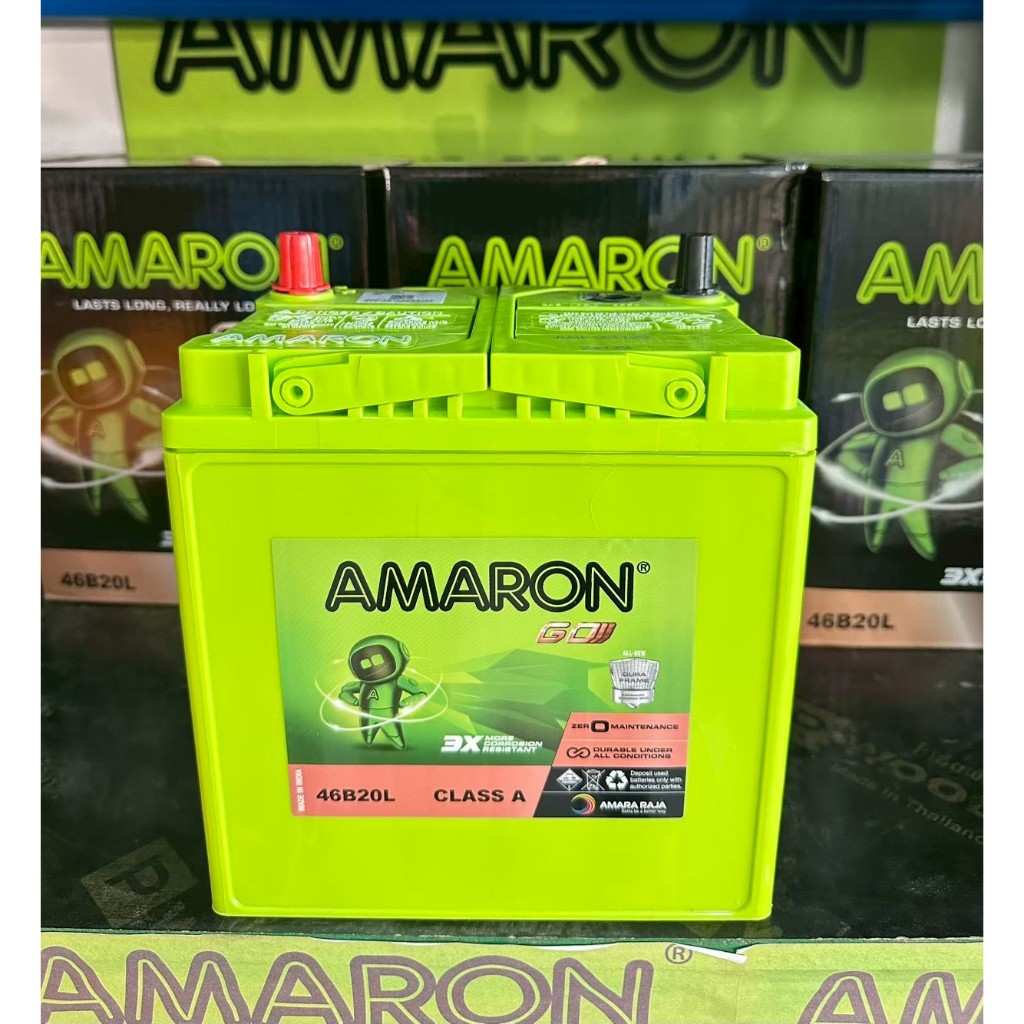 รุ่นใหม่แบตเตอรี่Amaronรุ่นGO 46B20L  รับประกัน 1 ปี ขนาดยาว20 กว้าง13 สูง23 เซนติเมตร