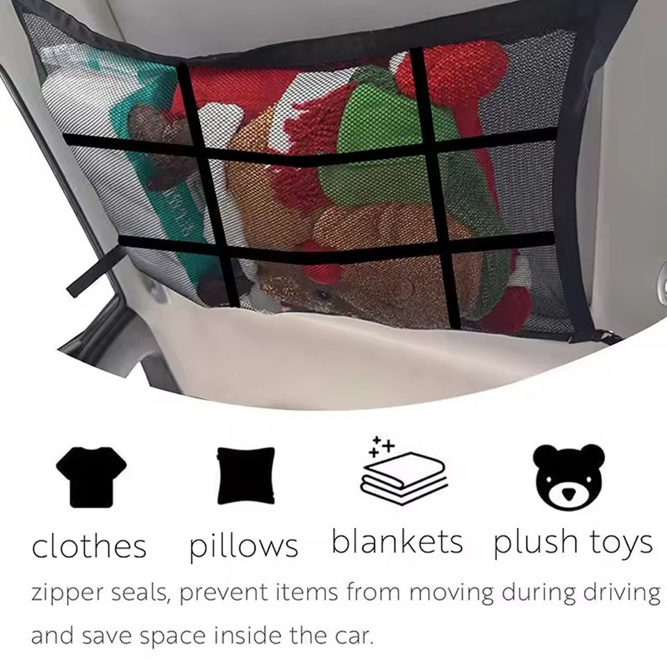 ตาข่ายเก็บของติดเพดานรถยนต์ (Car Ceiling Storage Net) ช่วยเพิ่มพื้นที่ภายในรถ และ เป็นระเบียบ ราคา ถูกที่สุด ดีลบีเคเค แกลเลอรีภาพที่ 6