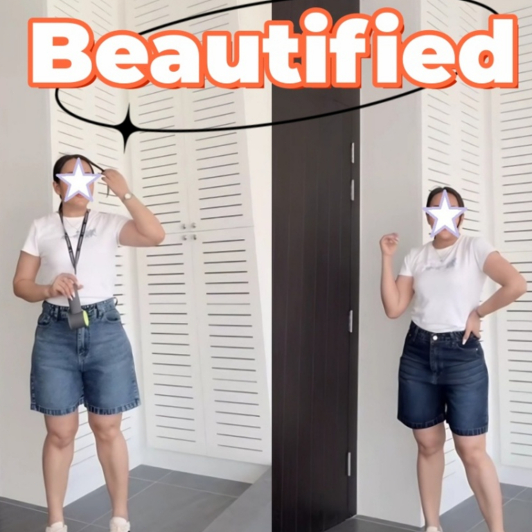 Beautified  กางเกงยีนส์สไตล์เกาหลี กางเกงยีนส์ขาสั้น4ส่วน สองสี#V6633-V6634