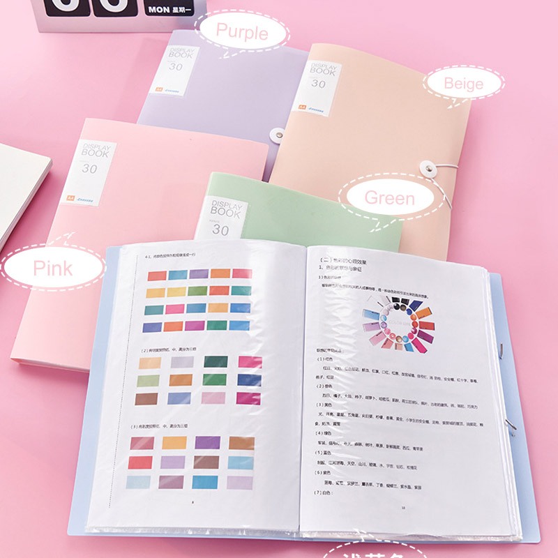 Clear Book ยาว/A4 แฟ้มโฟลเดอร์กระดาษ Organizer เอกสารการนำเสนอหนังสือ 60/100 หน้าสำนักงาน