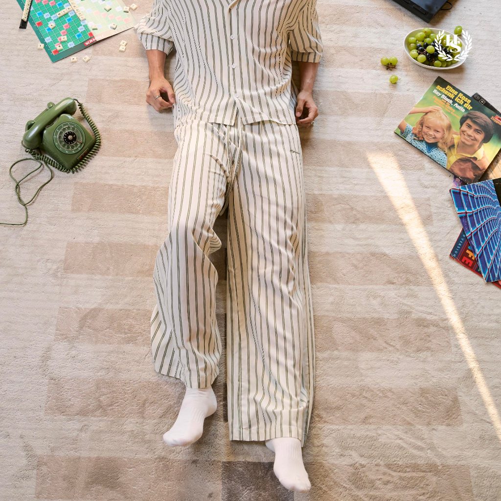 Highschool Summer Collection : Clubhouse Pajamas Stirpe pants กางเกงขายาว ลายริ้ว - BTB36057