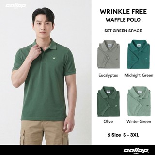 GALLOP : WRINKLE FREE WAFFLE POLO เสื้อโปโลผ้าวาฟเฟิลผู้ชาย …