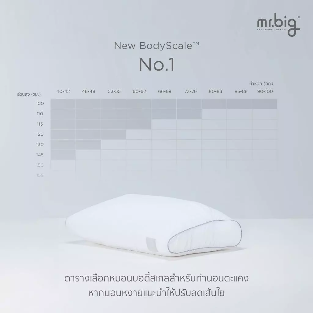 mr.big BodyScale Pillow หมอนหนุน Ergonomic เลือกตามน้ำหนัก/ส่วนสูง/ท่านอน ออกแบบโดยนักกายภาพบำบัดโดยข้อมูลจากสรีระคนไทย thumbnail 4