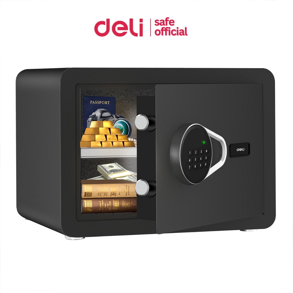 Deli ตู้เซฟนิรภัย ตู้เซฟอิเล็กทรอนิกส์ ล็อค2ชั้น ใช้โครงสร้างเหล็ก รับประกัน1ปี Safe Box