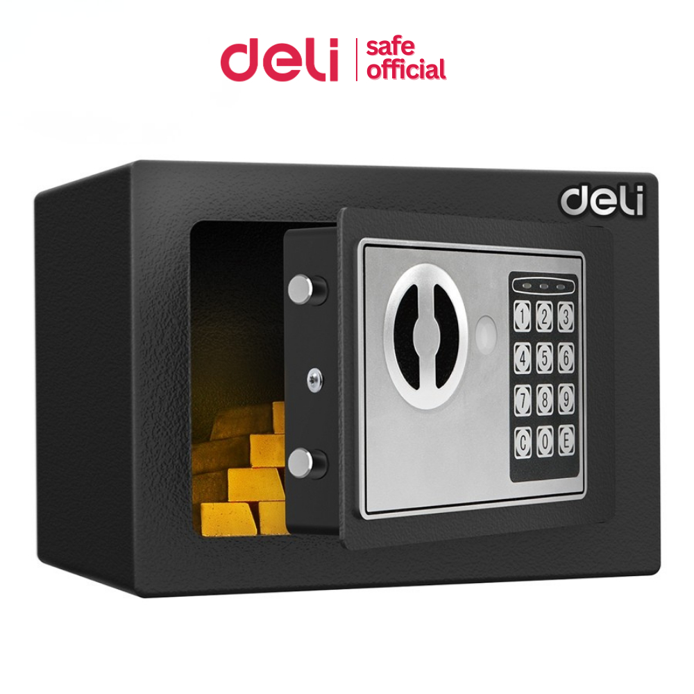 Deli ตู้เซฟมินิ ตู้เซฟนิรภัยขนาดเล็ก สีป้องกันสนิม แข็งแรง ล็อค2แบบ มี3สี รับประกัน 1 ปี  Safe Box