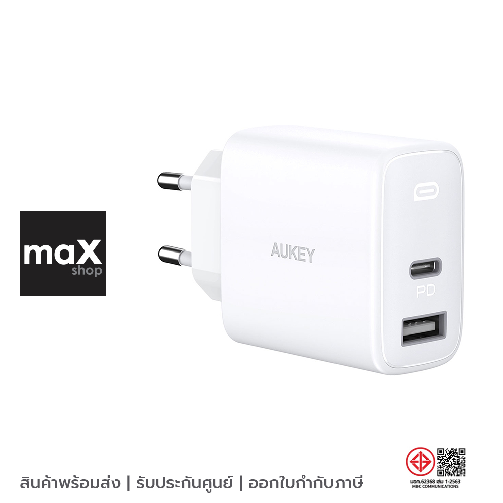 AUKEY หัวชาร์จเร็ว 32W 2 ช่อง สีขาว รุ่น PA-F3S