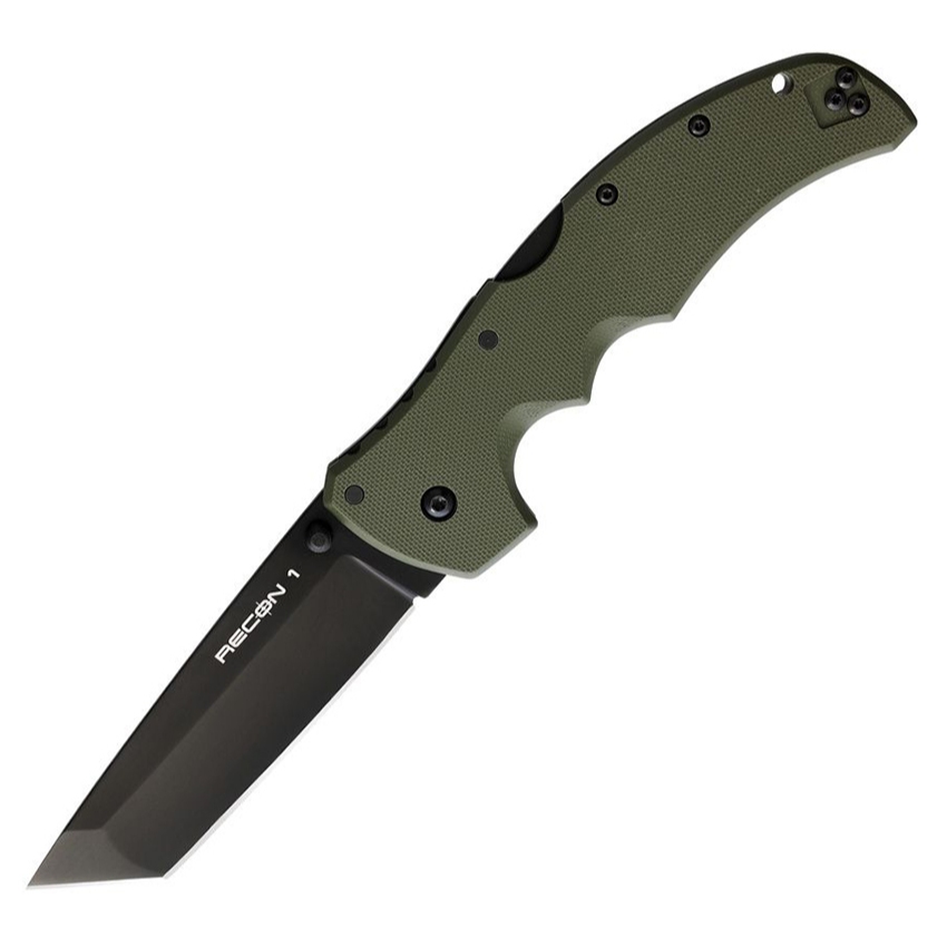 มีดพับ Cold Steel Recon 1 Tanto S35VN Black DLC Plain Blade, OD Green G10 Handles (27BT-ODBK)