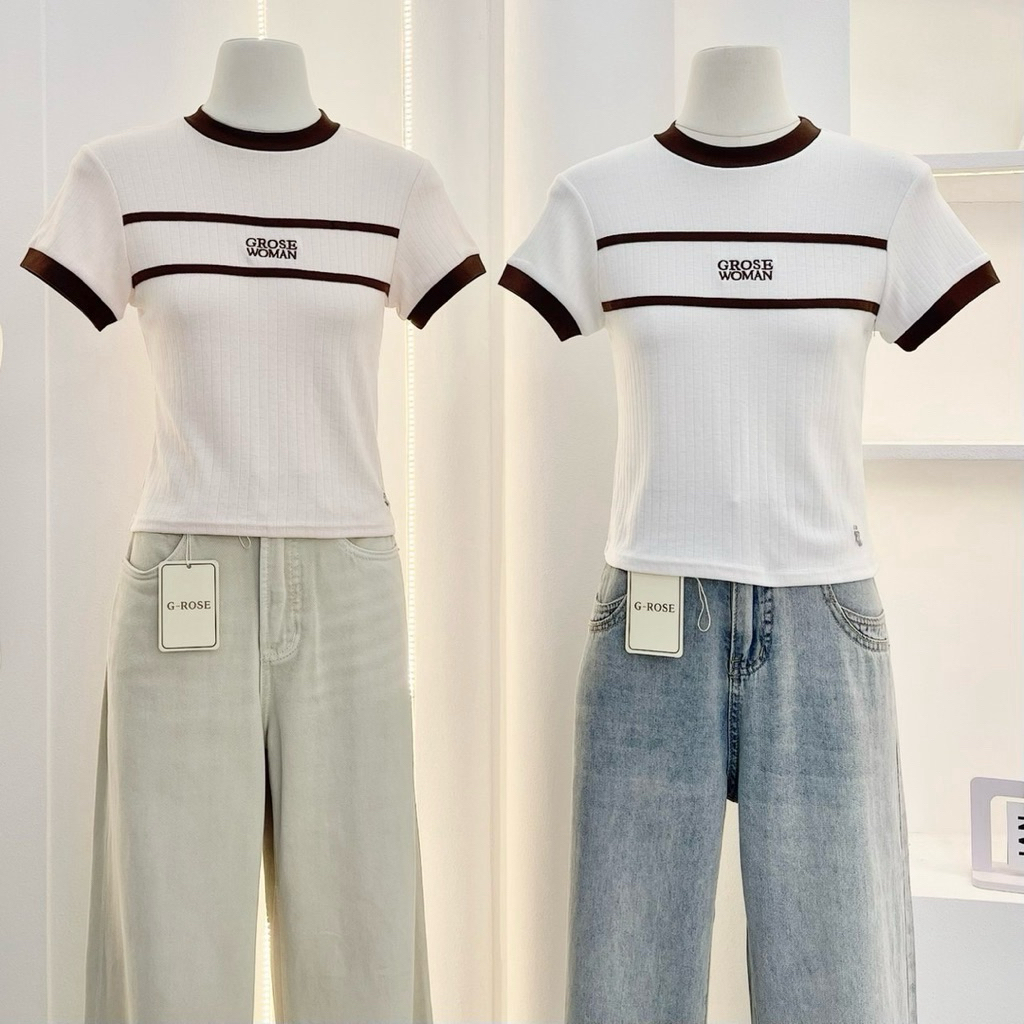 G-rose เสื้อยืดกุ้นขอบ งานปัก🌷