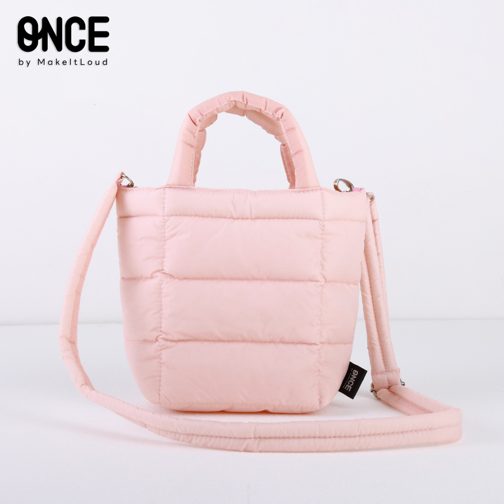 ONCE Puffy Crossbody Bag กระเป๋าผ้านุ่มนิ่มสีชมพูพาสเทล