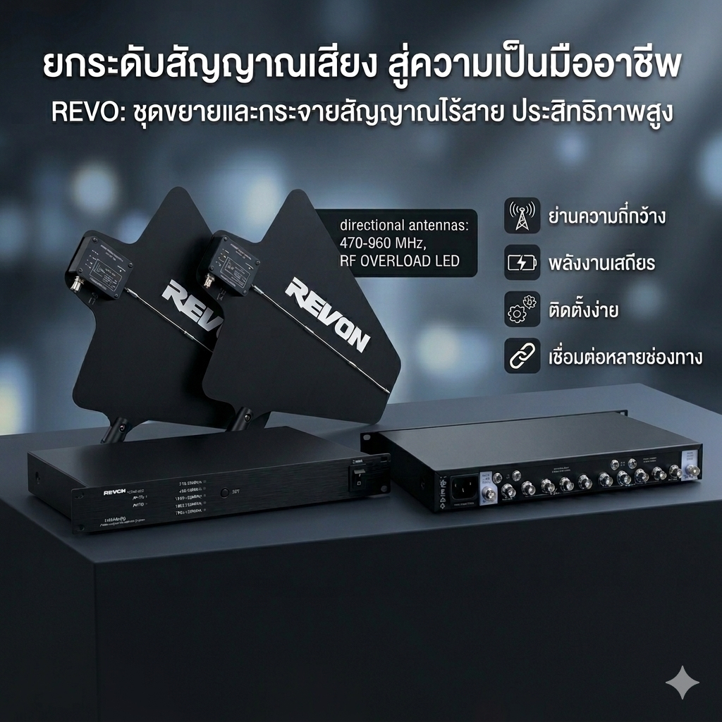 REVON UA845+UA874 Antenna บูตเตอร์เครื่องขยายสัญญาณไมค์ลอยไร้สายกระจายสัญญาณเสาอากาศ UHFคลื่นความถี่