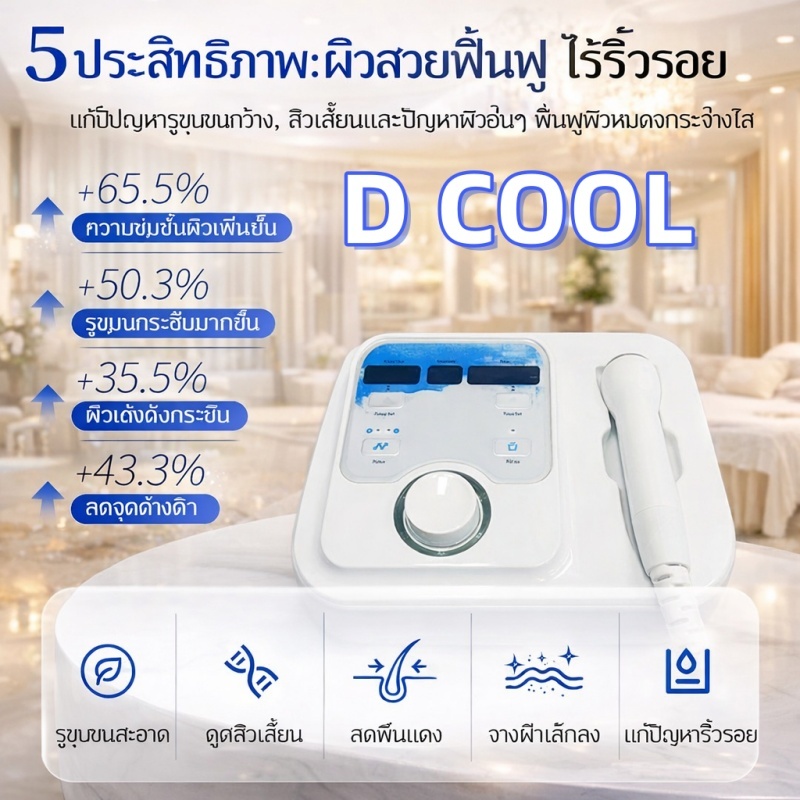 ใหม่ Dcool แบบพกพา Cool + Hot + EMS สําหรับกระชับผิว Anti Puffiness Facial Electroporation Machine อุปกรณ์ความงาม