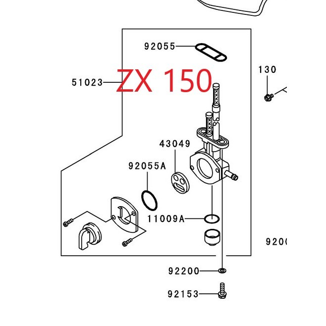 ชุดซ่อมก๊อกน้ำมัน สำหรับก๊อกรุ่น KSRตัวใหม่,KLX150,D-Tracker150,KLX110,ZX150,W175 (43049-1091),(92055-1419)
