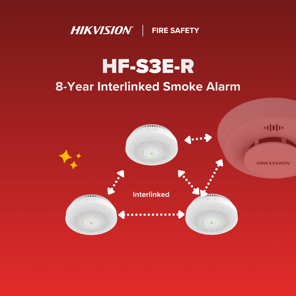 เครื่องตรวจจับควัน Hikvision HF-S3E-R (Interlinked Smoke Alarm/Detector 8 ปี)