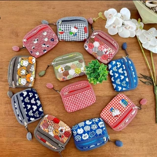 [พร้อมส่ง 40 ลาย] 🦋 กระเป๋าสตางค์แฮนด์เมด Handmade 2 ช่องซิป 3 ช่องใช้งาน ใส่บัตร ใส่แบงค์ 1000 พับครึ่งได้ ใส่เหรียญ