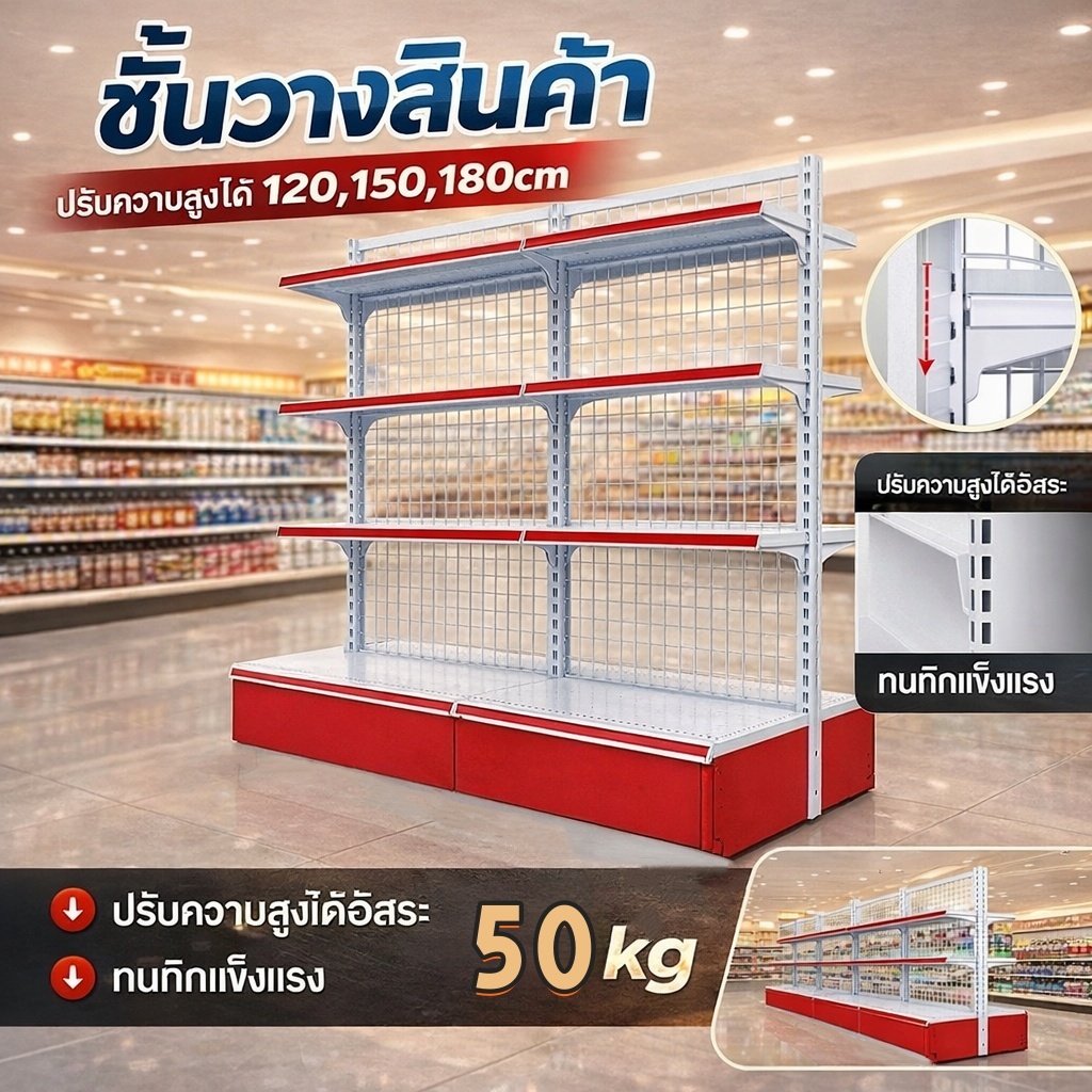 🔥แต่ละชั้นรับน้ำหนัก 50 กก.ชั้นวางของซุปเปอร์มาร์เก็ต ใช้เปิดร้านซุปเปอร์มาเก็ต🔥 ร้าสะดวกซื้อได้ ชั้นวางสินค้ามินิมาร์ท