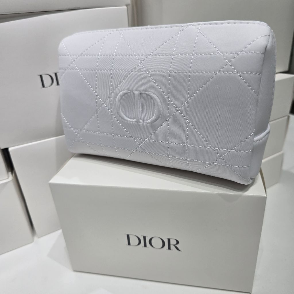 Dior Beauty White Quilted Cosmetic Pouch 🖤