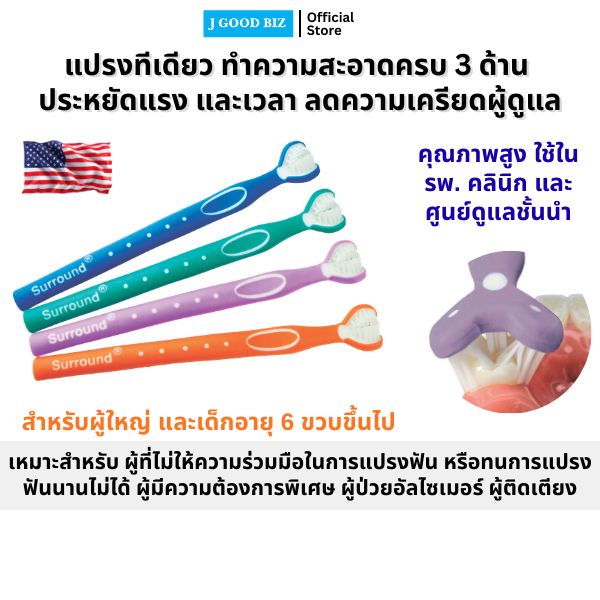เซอราวด์® แปรงสีฟันสามด้าน สำหรับผู้ใหญ่ จำนวน 1 ด้าม (คละสี) Surround® Toothbrush, Adults, 1 Unit