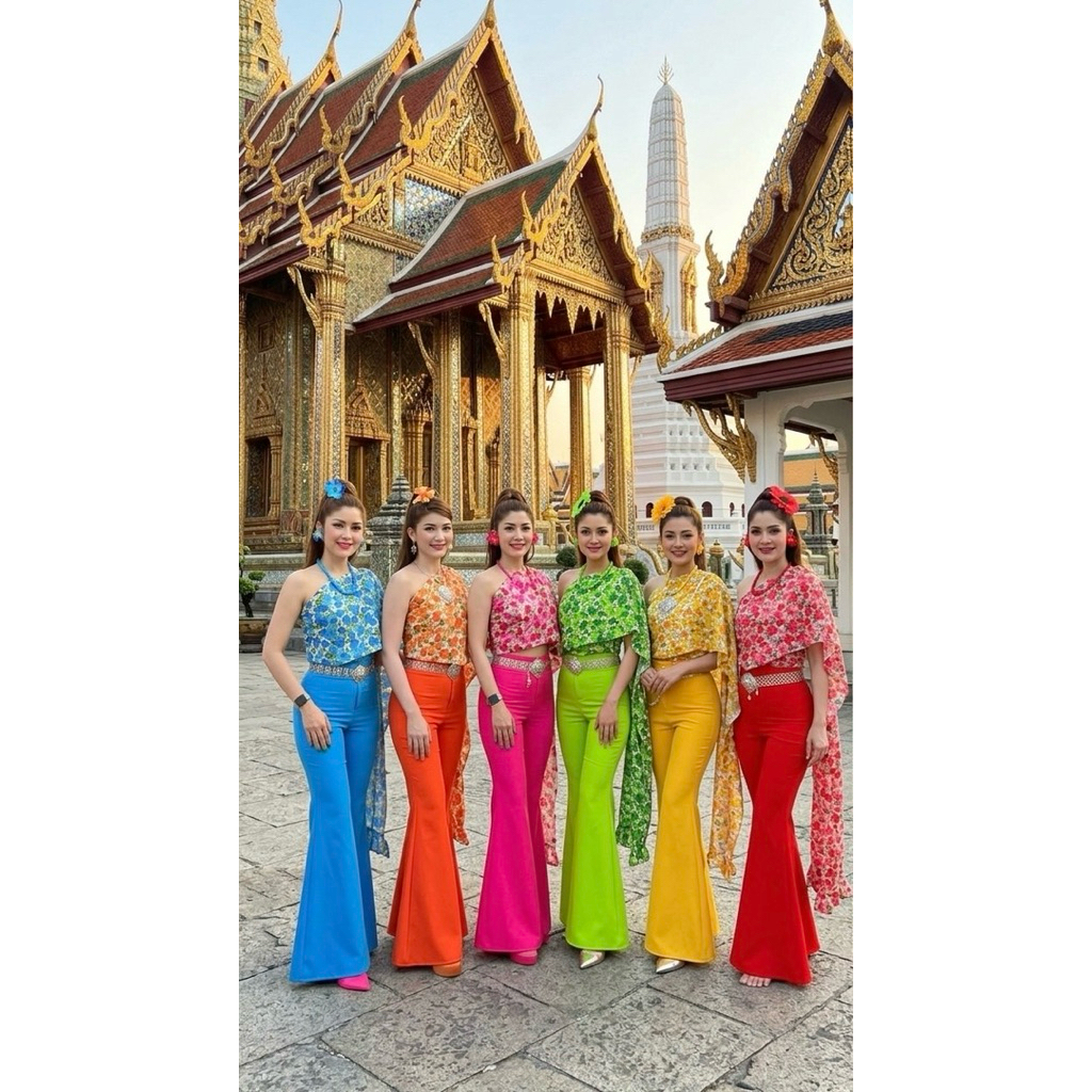 ชุดสไบ ชุดสไบลายดอก ชุดสไบกางเกงขากระดิ่ง