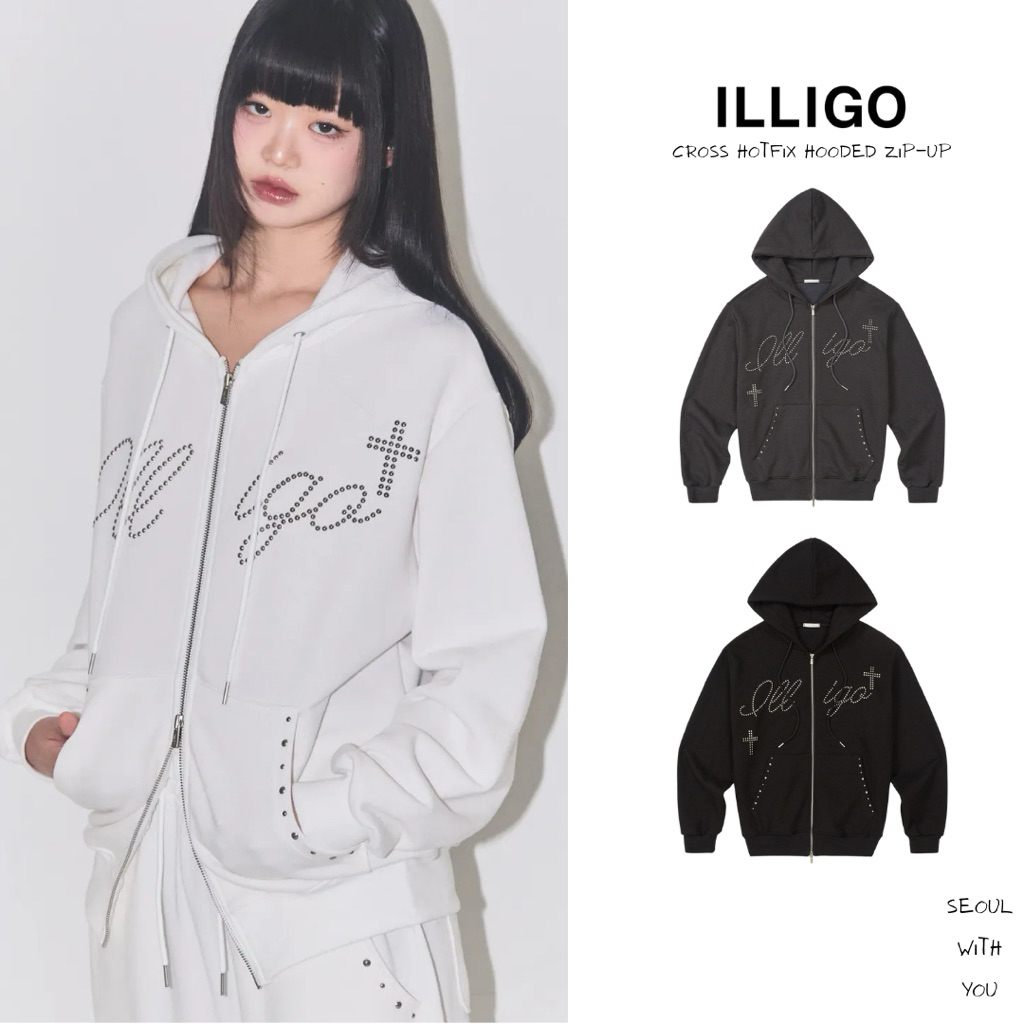 [PREORDER] Illigo Cross Hotfix Hood Zip Up / 3 Colors (ลด 28%)