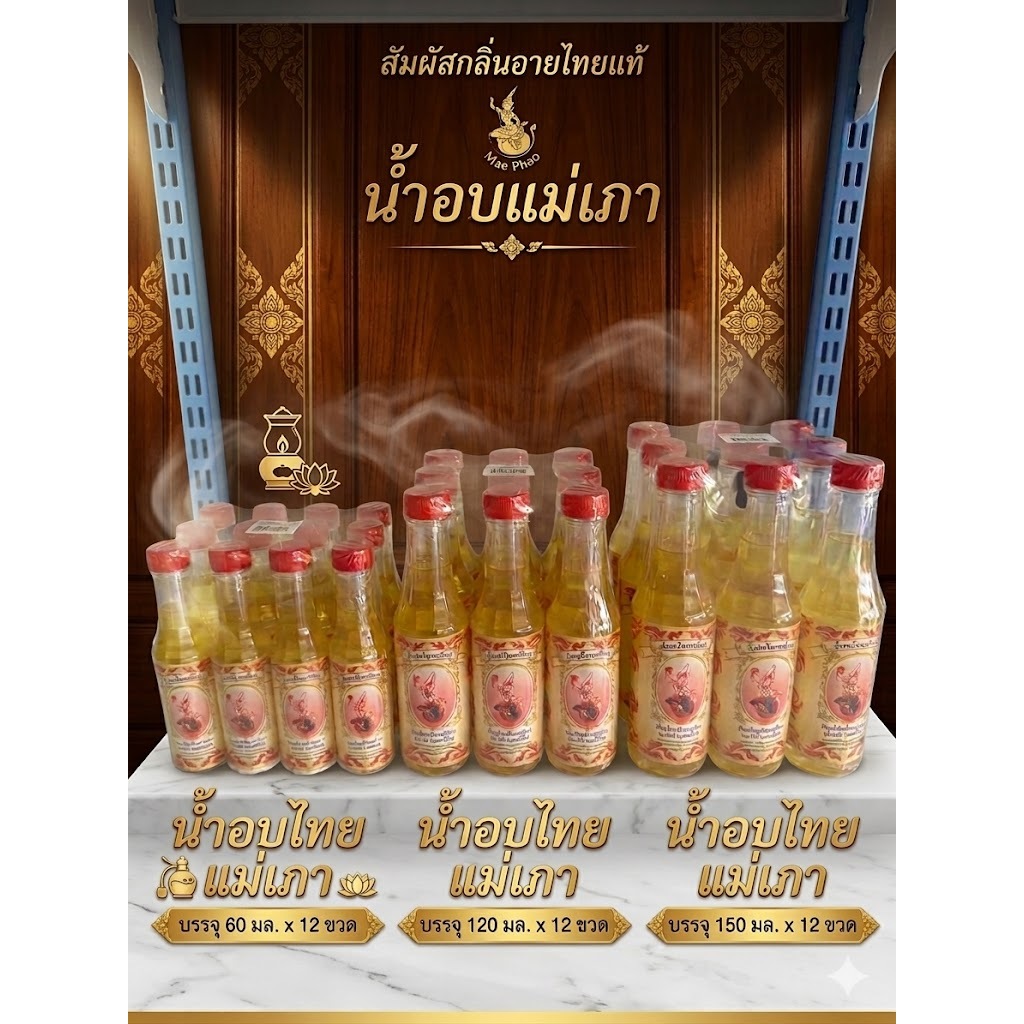 (ยกโหล 12 ขวด) น้ำอบไทย แม่เภา  กลิ่นหอมพิเศษ หอมเย็นสดชื่น น้ำอบสงกรานต์ น้ำอบไทยแท้